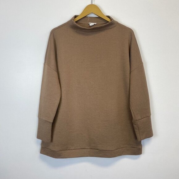 Tribal Jeans Brown Quilted Mock Turtleneck Sweatshirt - Picture 1 of 9